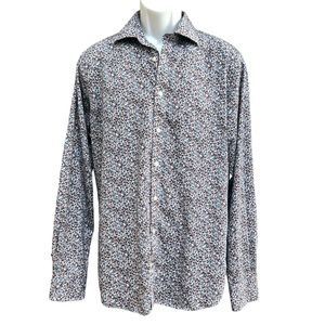 John Henric Men’s Floral Flower Dress Shirt Long-Sleeve Button Down Shirt 16.5